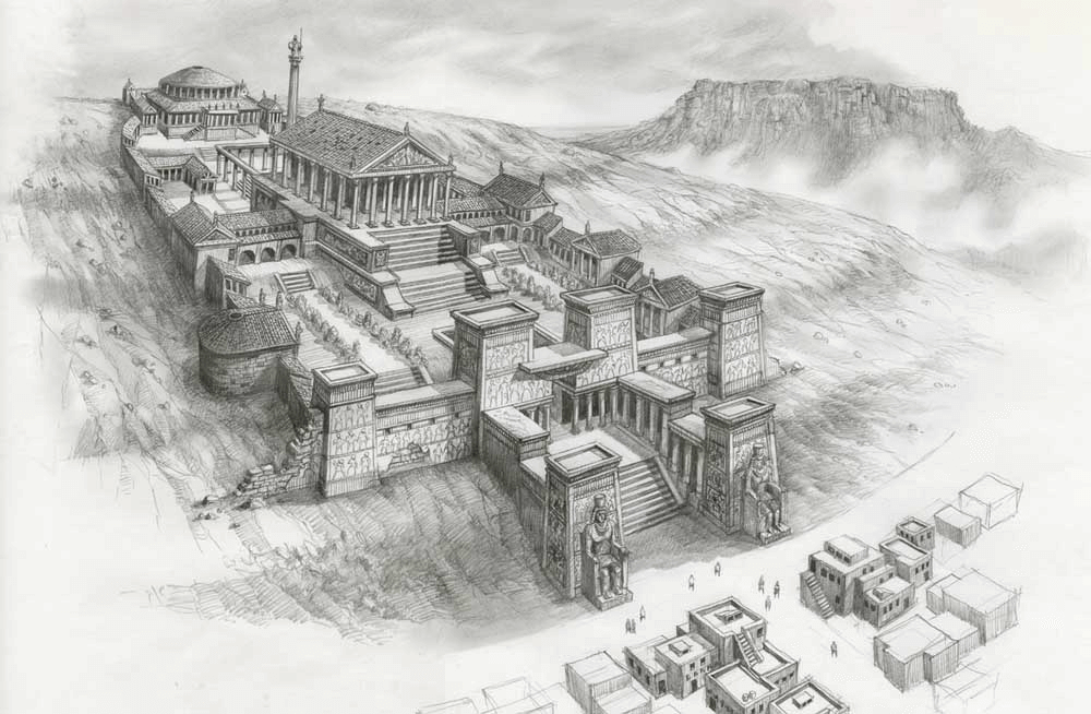 Ptolemaic Structures - Library of Alexandria Drawing (Unknown)